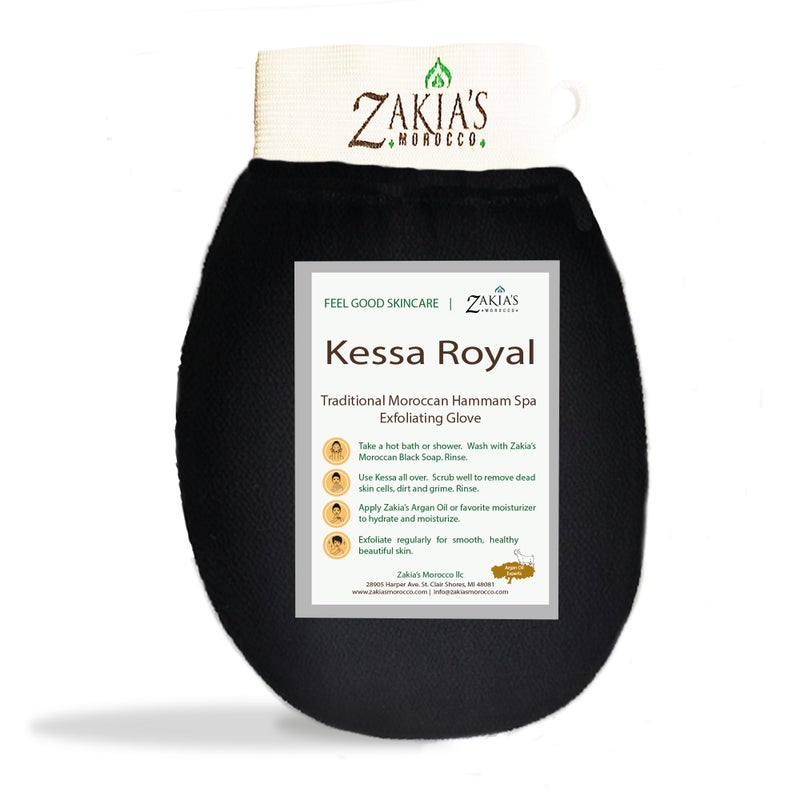 Original Kessa Exfoliating Glove  Charcoal Black  Microdermabrasion At Home Exfoliating Mits Removes unwanted dead skin dirt and grime and Keratosis Pilaris Great for spray tan removal 1 Unit